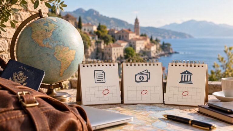 Editorial illustration accompanying U.S. Taxes While Living Abroad: Separate Filing, Payment and FBAR Deadlines
