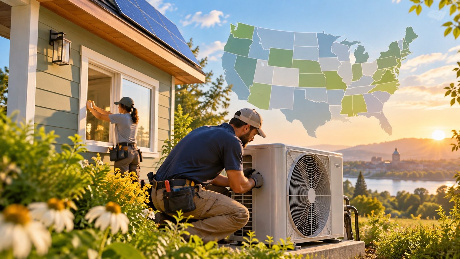 Editorial illustration accompanying More states expected to roll out Inflation Reduction Act energy-efficiency rebates this summer