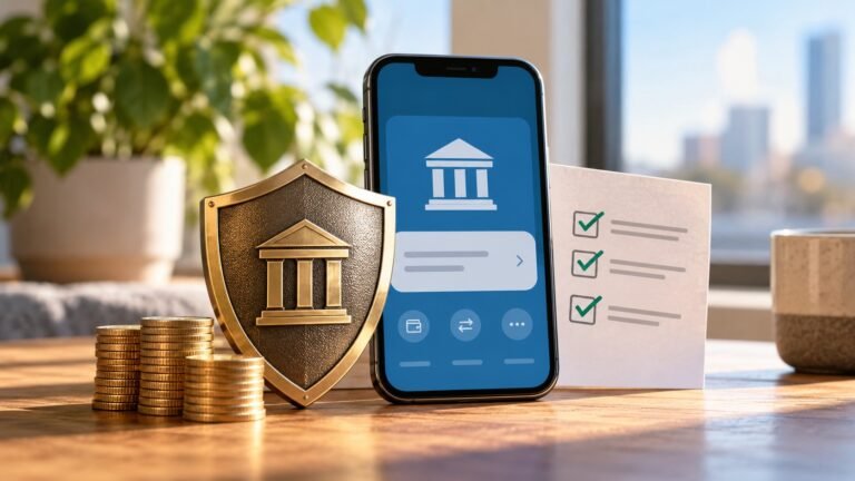 Editorial illustration accompanying Is Money in a Financial App FDIC-Insured? Check the Bank and the Conditions