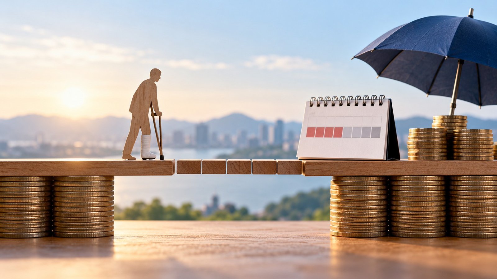 Editorial illustration accompanying Disability Insurance: Compare the Income Gap, Waiting Period and Claim Rules