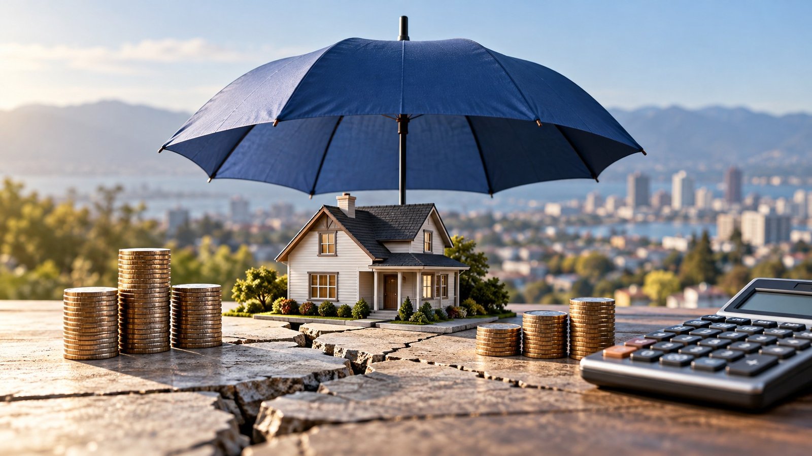 Editorial illustration accompanying Earthquake Insurance: Compare Coverage and Deductibles in Dollars