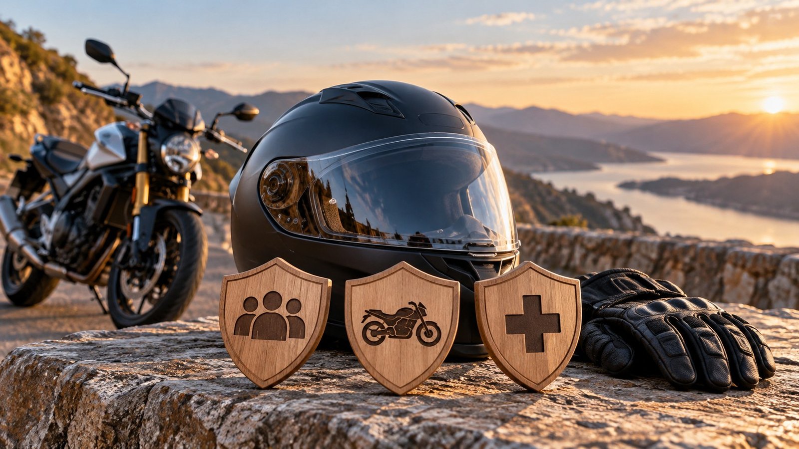 Editorial illustration accompanying Motorcycle Insurance: Compare Liability, Bike Damage and Medical Coverage