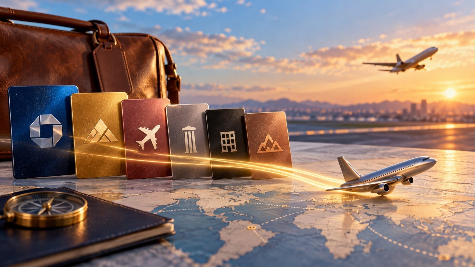 Editorial illustration accompanying Wings of the Points — UR/MR/TYP/C1/Bilt/Marriott Points to Miles Transfer Chart (2025.5 Update: Bilt Is Added)