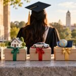 Editorial illustration accompanying Financial Gifts for Graduates: Match the Help to the Next Expense