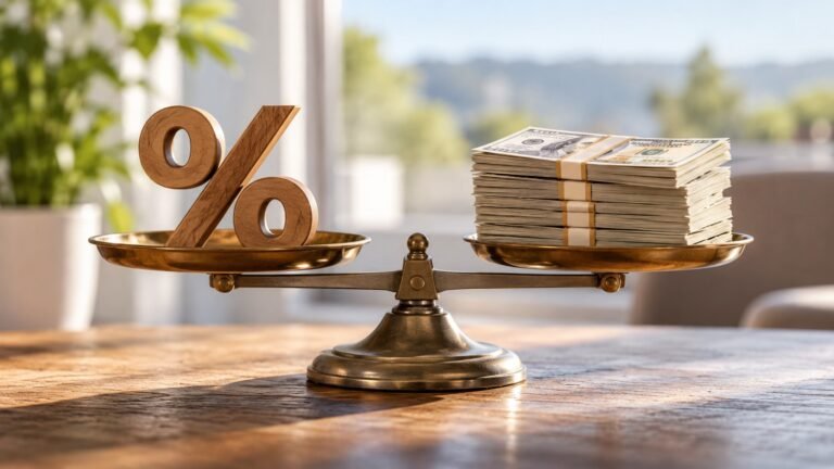 Editorial illustration accompanying APR vs. Interest Rate: Compare Loan Cost in Percentages and Dollars