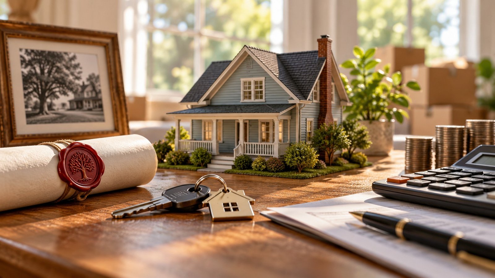 Editorial illustration accompanying Inheriting a House: Check Ownership, Mortgage, Costs and Tax Basis