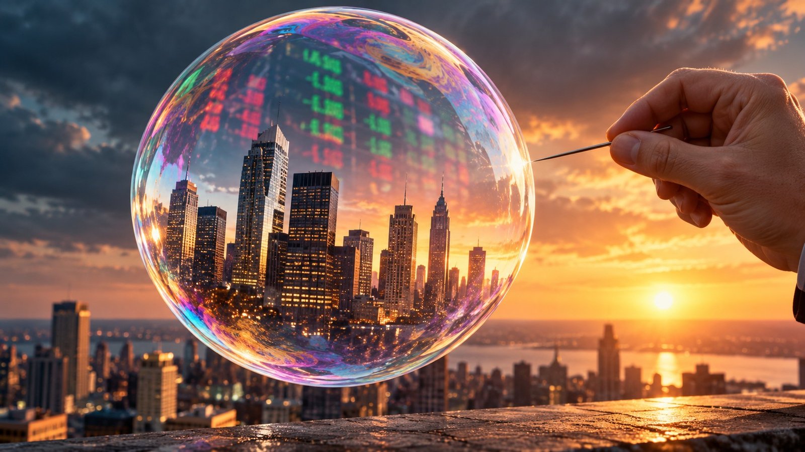 Editorial illustration accompanying Michael Burry says the market today feels like 'the last months of the 1999-2000 bubble'