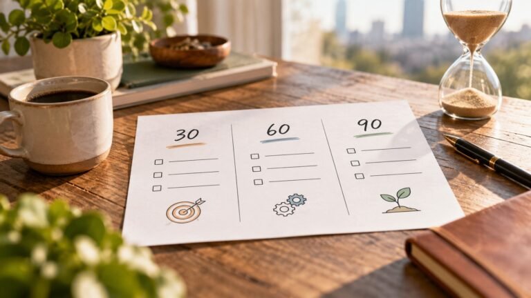 Editorial illustration accompanying A One-Page Financial Plan for the Next 90 Days