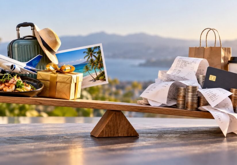 Editorial illustration accompanying Are Rewards Worth It After Interest, Fees and Extra Spending?