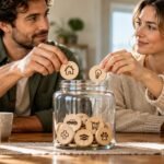 Editorial illustration accompanying Budgeting as a Couple: Agree on Bills Before Combining Accounts