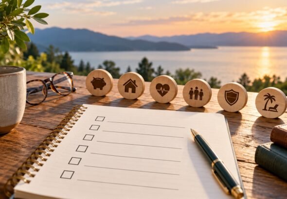 Editorial illustration accompanying A Retirement Savings Checkup: Six Decisions to Put in Writing