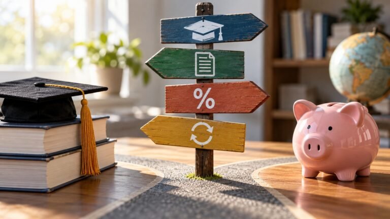 Editorial illustration accompanying Student-Loan Repayment in 2026: Check Your Loan Type Before Choosing a Plan