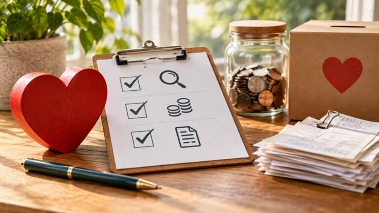 Editorial illustration accompanying A Charitable-Giving Checklist: Verify the Charity, Budget the Gift and Keep Records