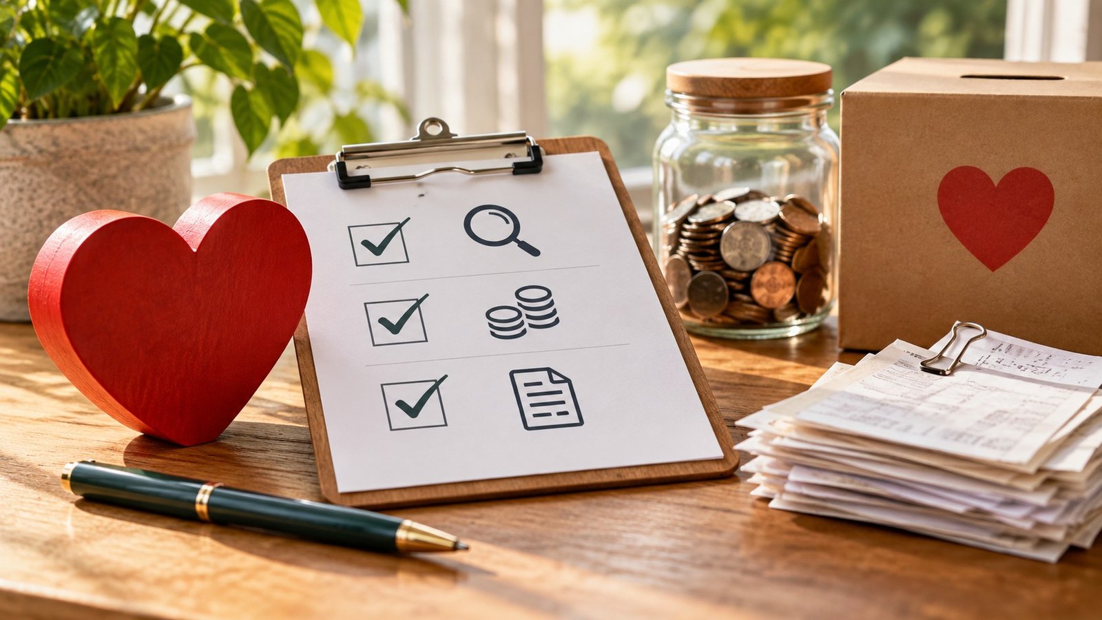 Editorial illustration accompanying A Charitable-Giving Checklist: Verify the Charity, Budget the Gift and Keep Records