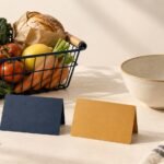 Grocery basket and plain dining bowl beside two unbranded category cards.
