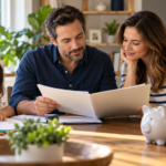 A family reviewing household plans at a table